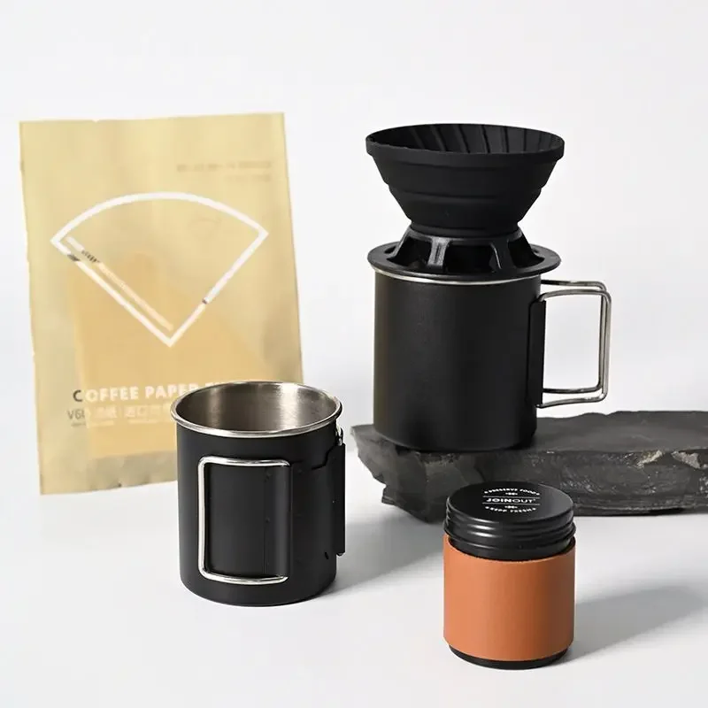 

Outdoor Car Camping Silicone Filter Cup Gift Box Portable Travel Handmade Coffee Set
