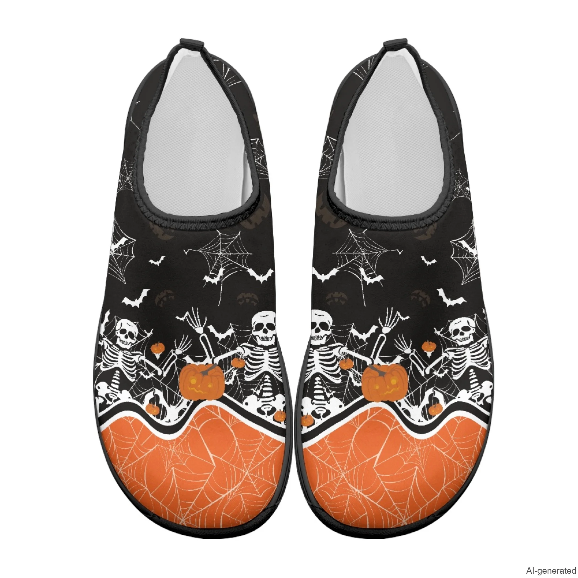 XIXIRIMIDO Halloween Skull Breathable Walking Flats Casual Running Shoes for Gym Non Slip Athletic Running Shoes