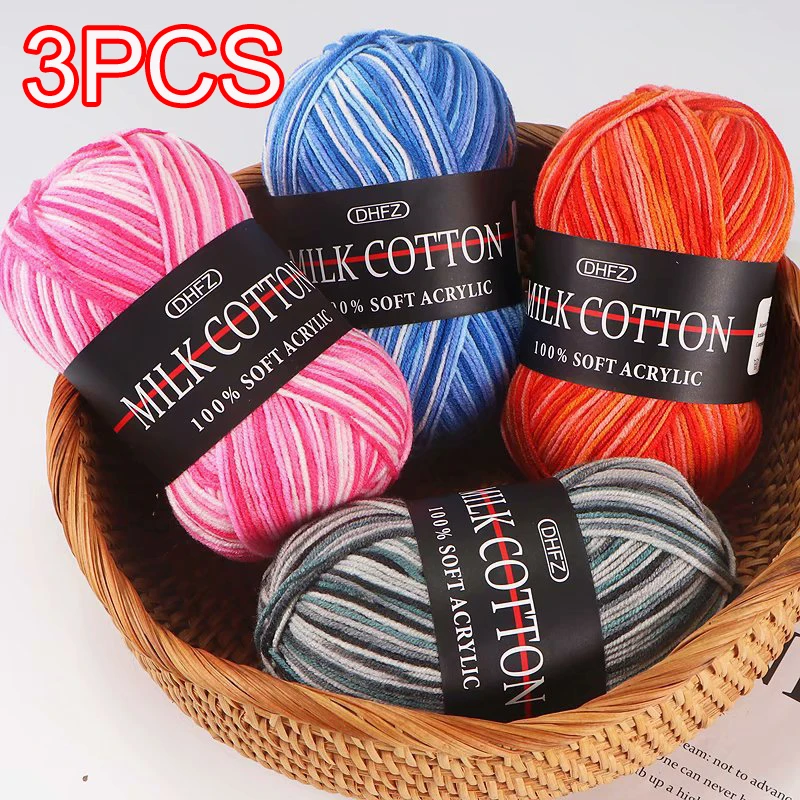 3 Peças Totalizando 150g de Fio de Algodão de Leite para Tricô à Mão, Fio de Crochê, Fio de Lã, Linha para Suéter, Cobertor, Boneca de Crochê