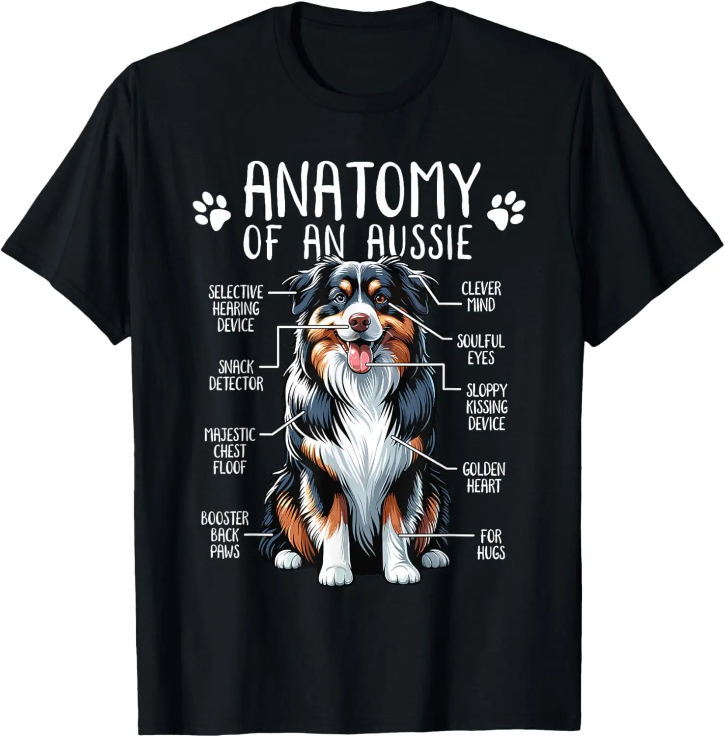 Funny Anatomy Australian Shepherd Dog Lover Aussie Owner Men Women Girls Kids T-Shirt Individuality Graphic Tee