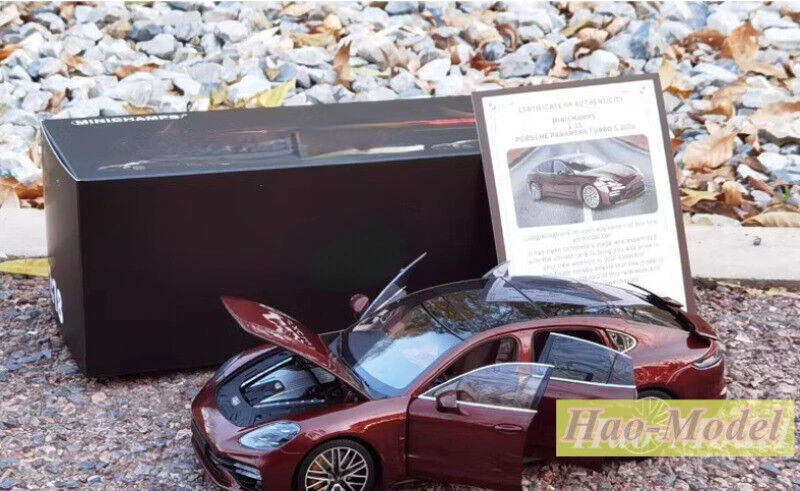 Minichamps-Diecast Car Model para Porsche Panamera Turbo S, Coleção Display, Vermelho, Display, Presentes de Aniversário, Brinquedos para Meninos, 1:18, Passatempo