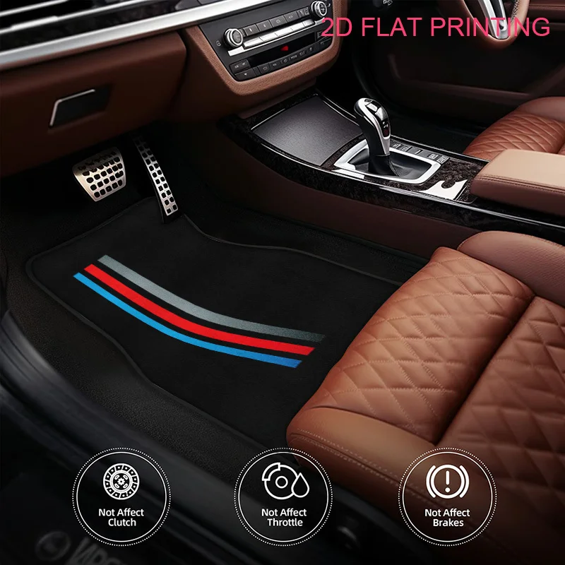 4pcs Vehicle Floor Mats- Designed For All Weather Conditions, Triple Stripes Interior Design