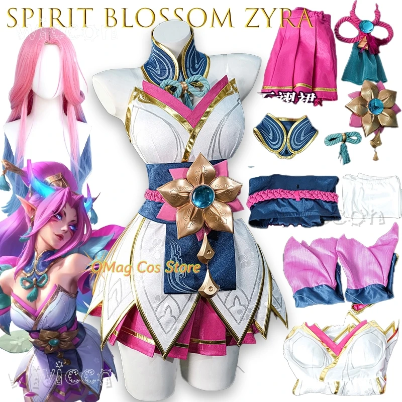 Disfraz de Cosplay de Zyra con flor de espíritu navideño, traje de Anime para mujer, disfraz de Anime de diseño Sexy de alta calidad, disfraz de Halloween, disfraz Sexy