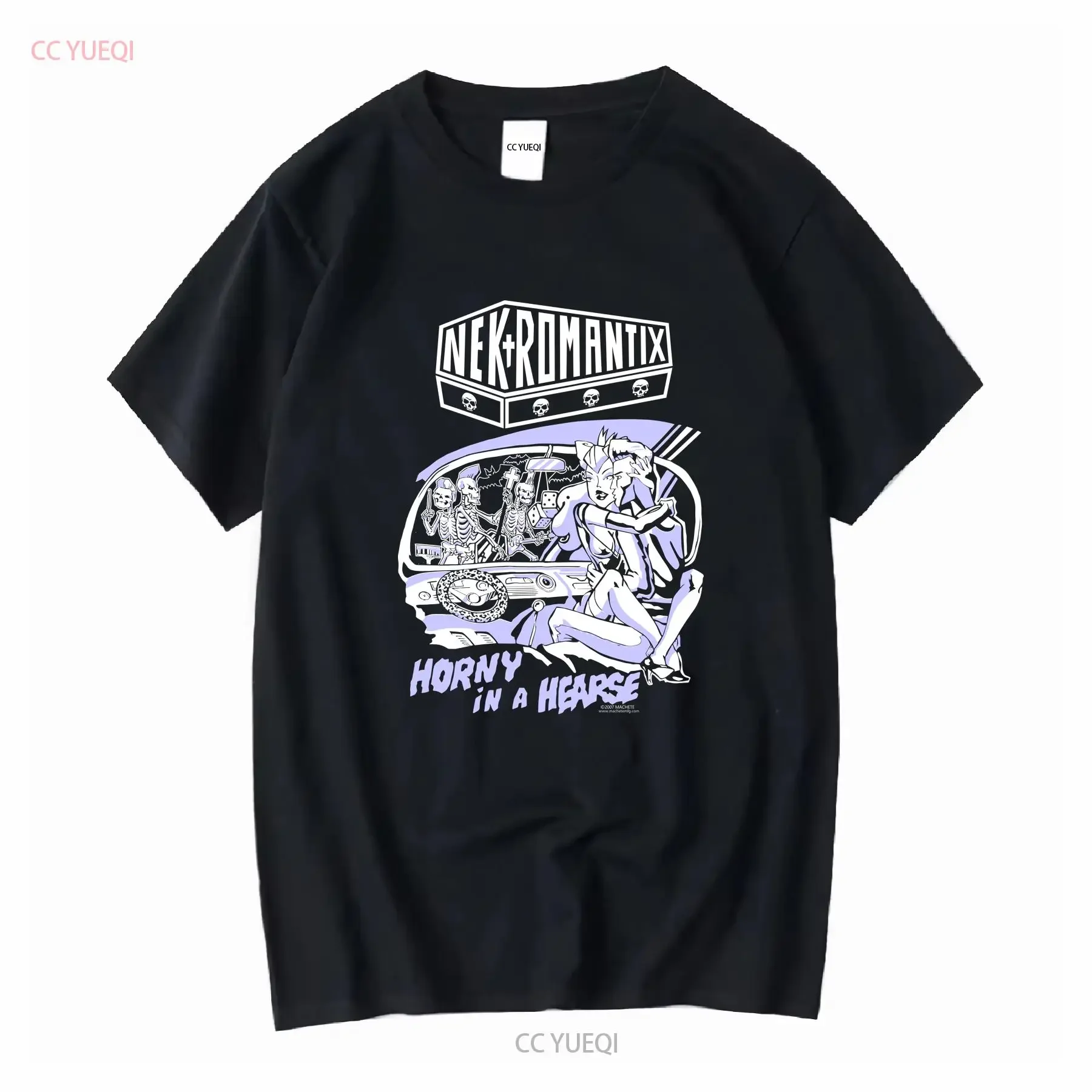 Vintage Nekromantix Horny In A Hearse 2007 Machete Punk Band Black T Shirt Large vintage Washed Comfortable designer clothes