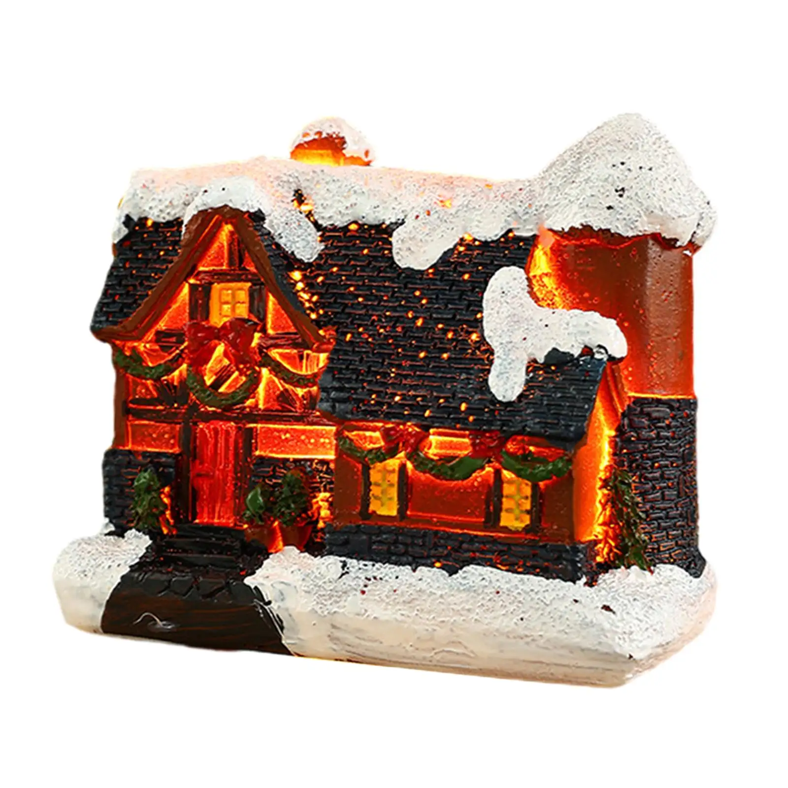 Christmas Snow House Luminous Xmas Kids Gift Miniature Glowing Log Cabin for Christmas Desktop Ornaments Indoor Holiday Home