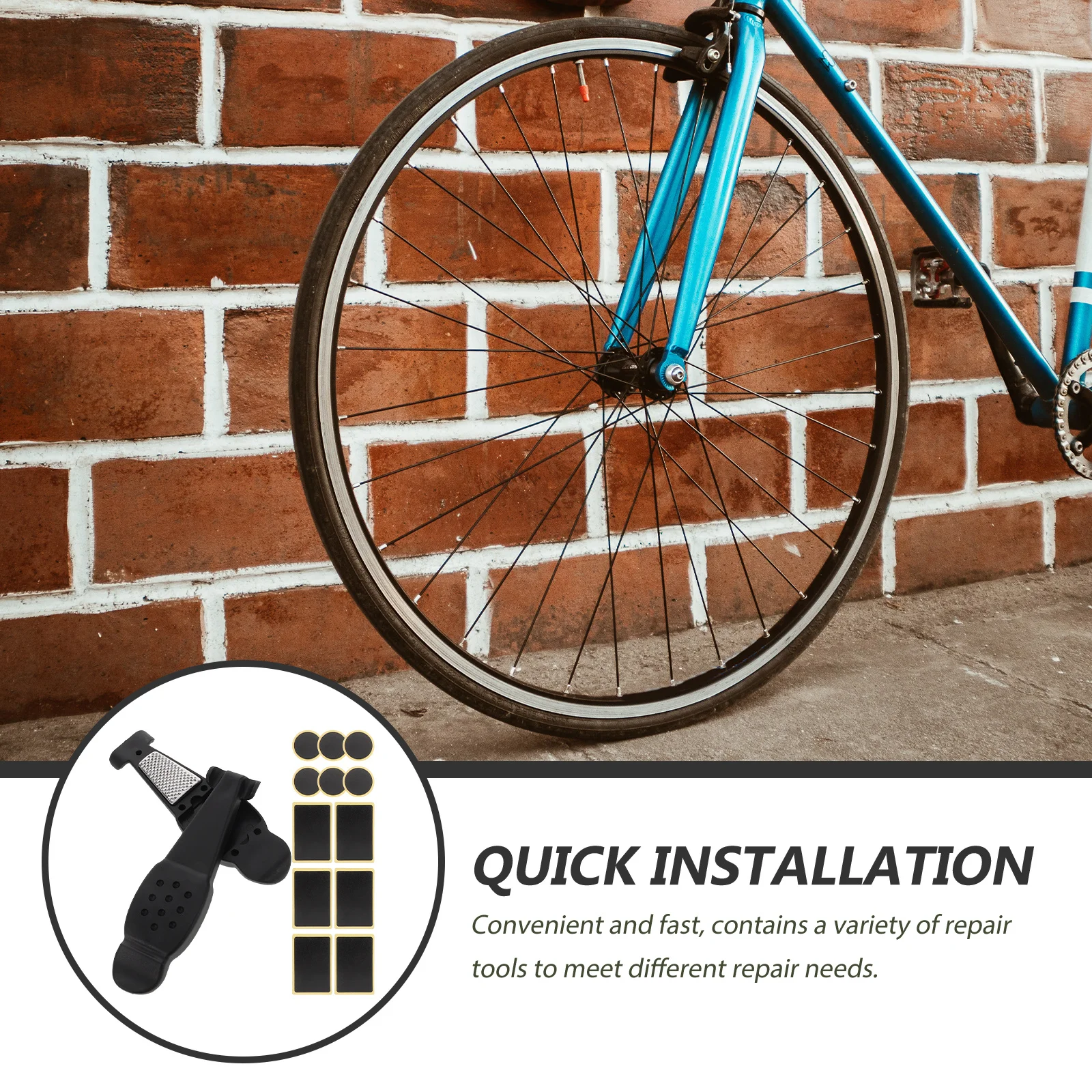مجموعة واحدة من أدوات إصلاح إطارات الدراجة المحمولة، رقع أدوات شاملة للإطارات، مجموعة رقعة أنبوبية للدراجة للإطارات #2