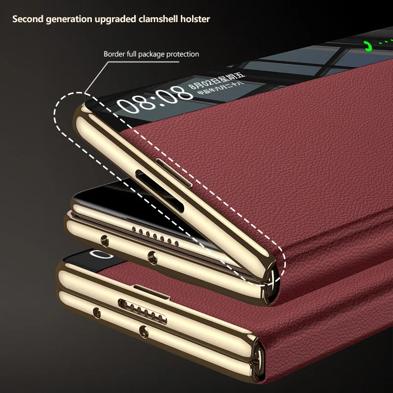 

Luxury Magnetic Flip Leather Case For Huawei Mate X6 MATEX6 matex6 5G Electroplated Intelligent Window Full Protective Cover