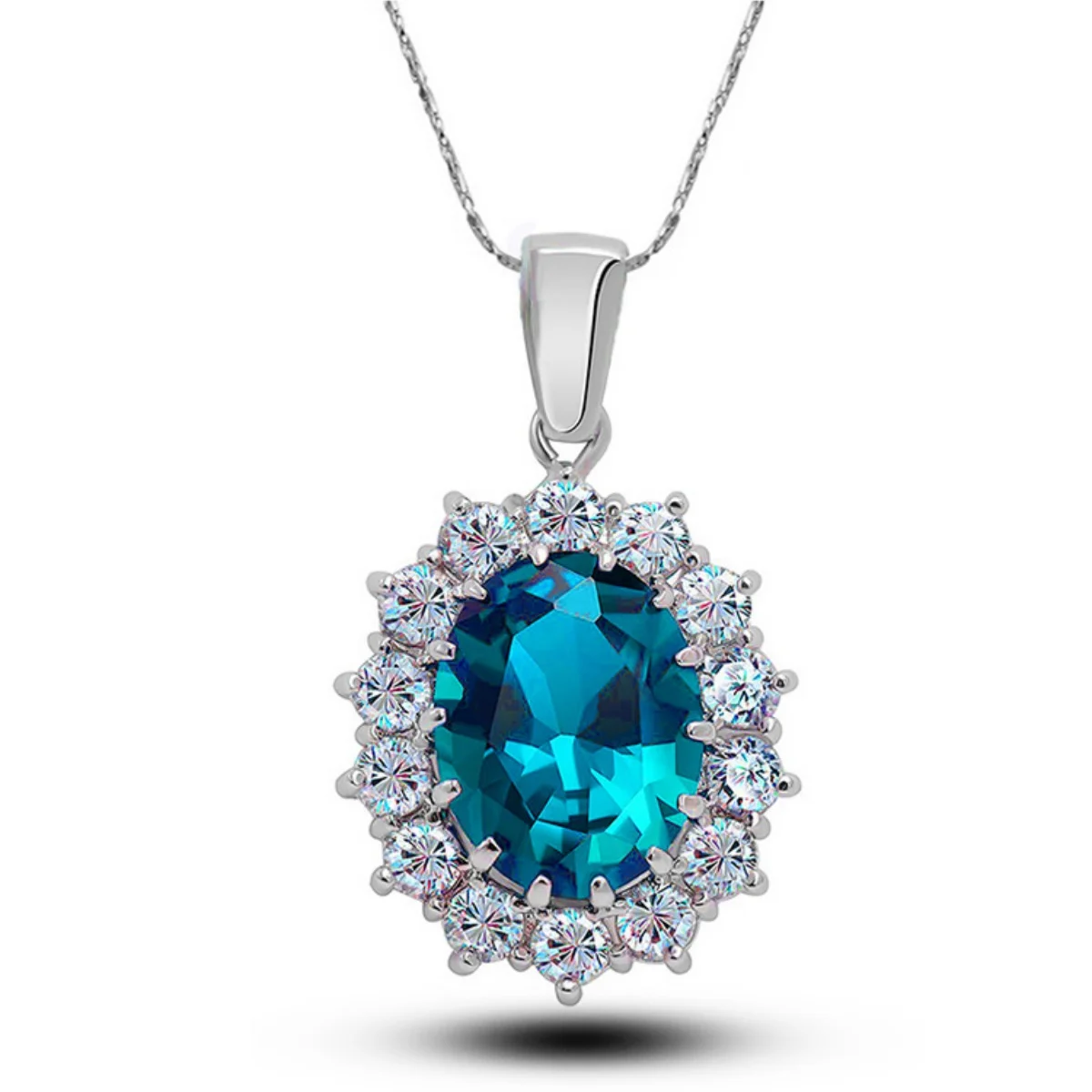 النساء الزفاف مجوهرات الخطوبة دعوى الأميرة البيضاوي الزركون كريستال قلادة أقراط الطوق