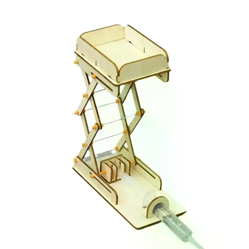 1 Set DIY Educational Science Experiment Prop Wooden Air Pressure Lift Model Kit Pneumatic Hydraulic Elevator Demonstration Tool