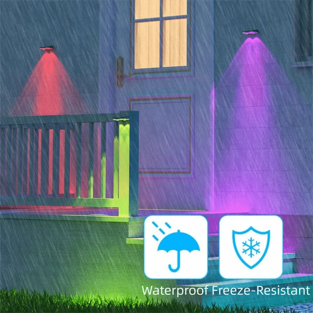 Waterproof Solar Deck Lights 3/9 Mode LED Light Solar Fence Lamp Warm White RGB Color Solar Wall Lights Balcony