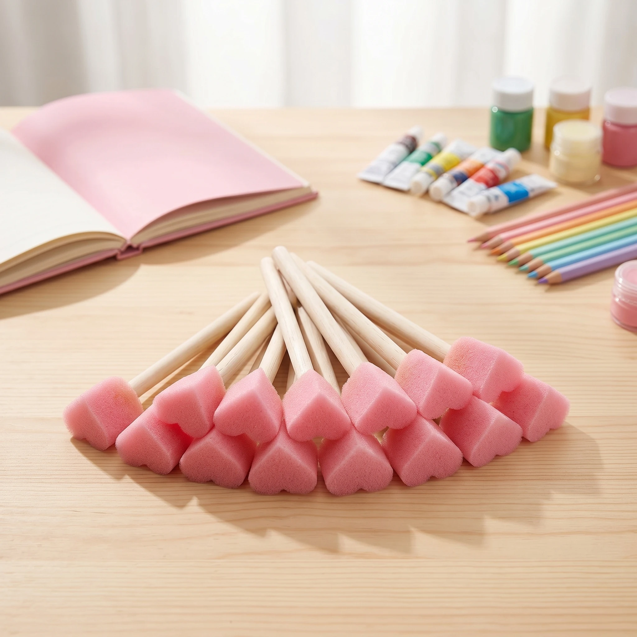 Juego de pinceles de esponja con forma de corazón, sellos con patrones de amor para manualidades y proyectos artísticos, herramientas de arte lavables para profesores y aficionados
