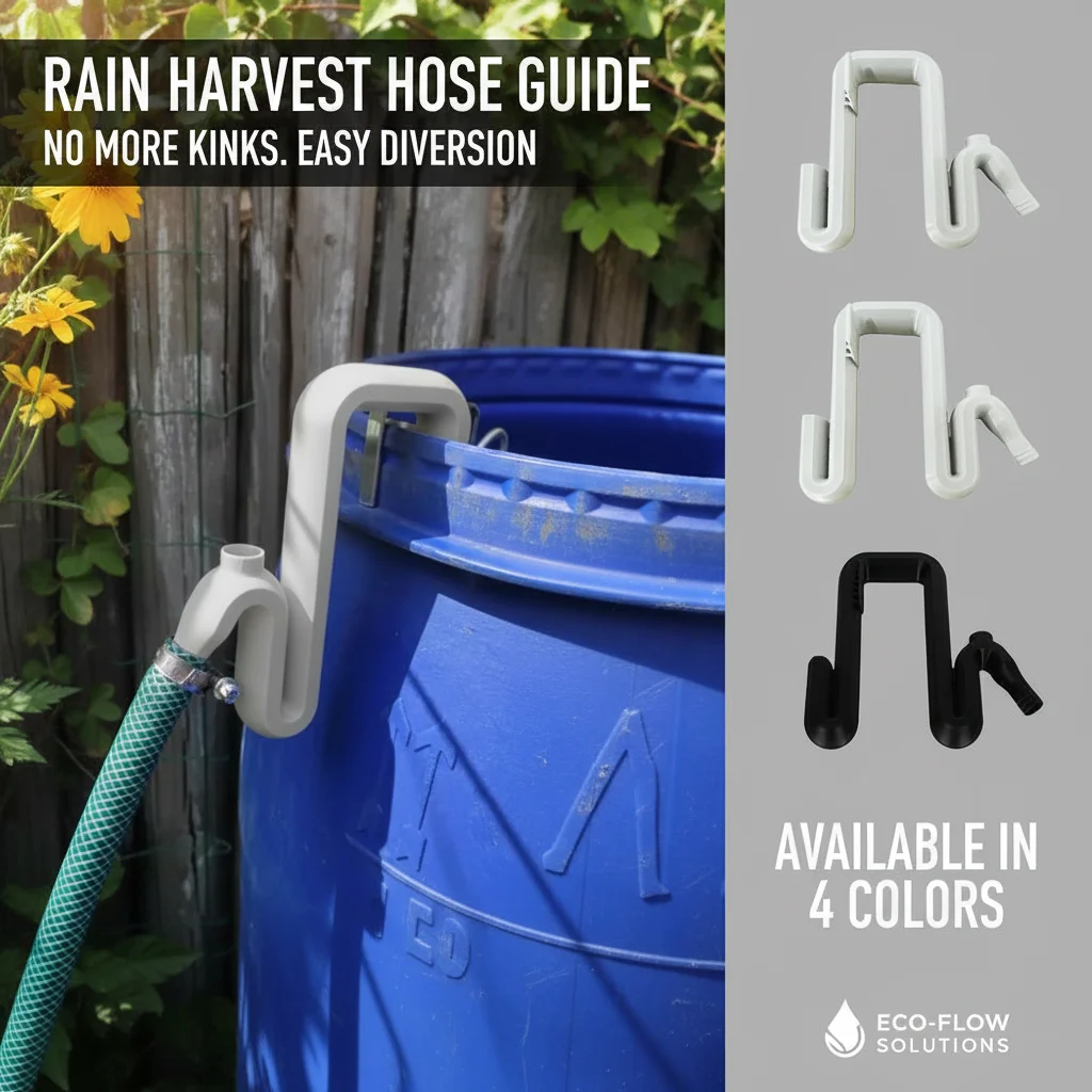 Rainwater Harvesting Self-Primming Siphon Overflow Pipe Set with Flexible Hose Bucket Edge Bracket - Water Transfer Device