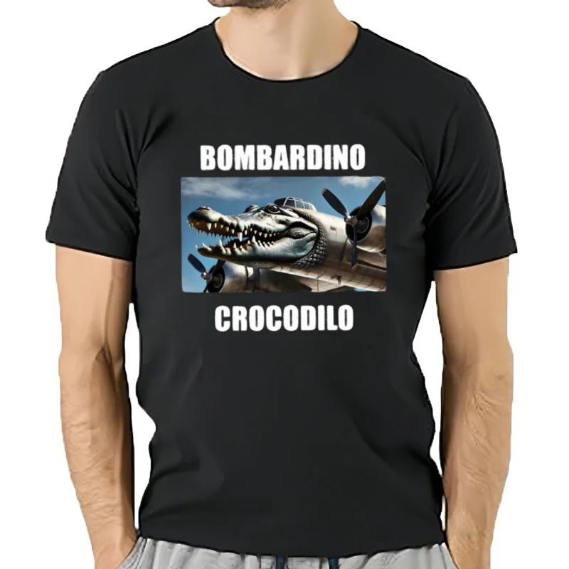 Bombardino Crocodilo camiseta Retro italiano Brainrot Meme ropa para hombre talla europea verano 100% algodón suave Un