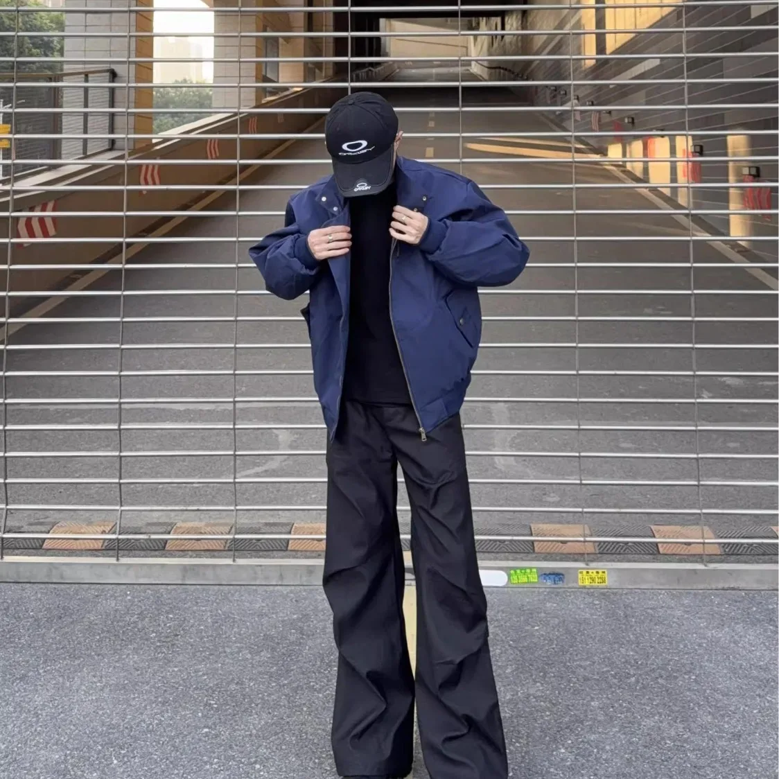 

Retro American Street Sle Flight Jaet for Men in Structured Patchwork Design with Embroidery Stand Collar Outerwear