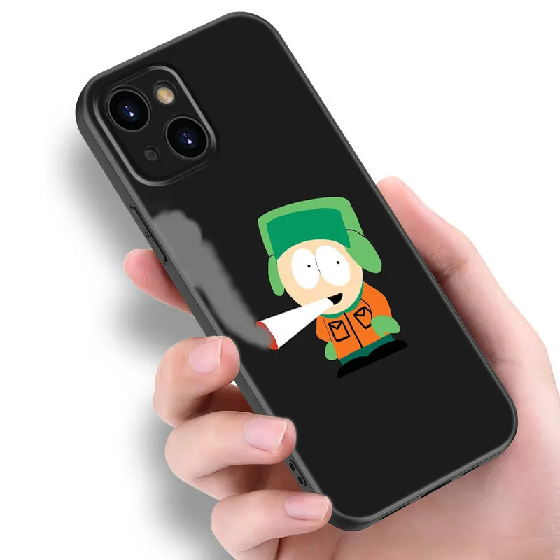 Funny S-South Park Black Silicone Phone Case For Apple iPhone 12 13 Mini 11 14 15 16 Pro Max 7 8 Plus