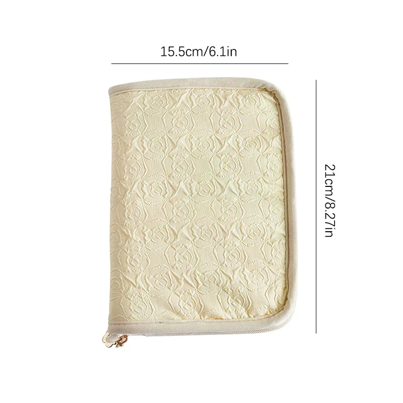 كتاب تخزين المجوهرات مع حقيبة بسحاب شفاف وقلادة وخاتم وحقيبة تخزين فاخرة من جلد الغزال وجيوب بنمط الورد #6