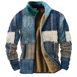 Sudadera con cremallera para hombre, prenda deportiva de manga larga con cuello levantado, color marrón, ideal para vacaciones y salir