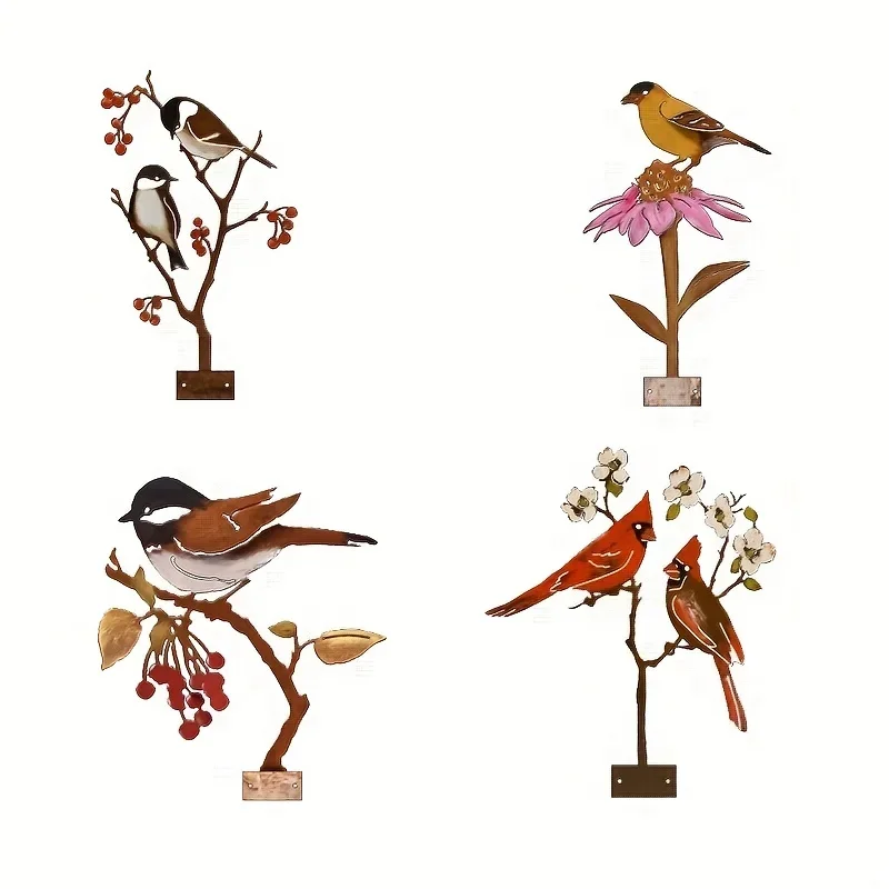 

Outdoor Garden Bird Creative Decoration Flowerpot Decoration Metal Cutting Handicraft Wrought Iron Silhouette Garden Party Décor