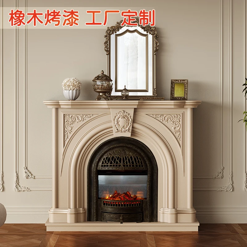 French retro solid wood fireplace rack/porch  Small apartment living room simulation fire/fireplace  Decorative ca