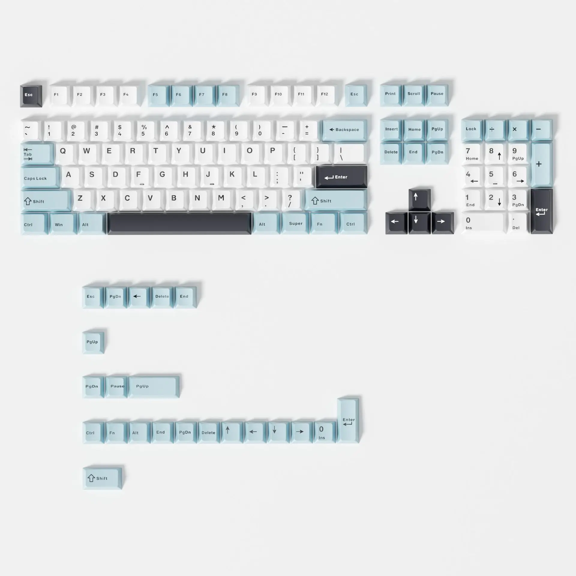 Three-Tone Color PBT Keycaps Cherry Profile Oil-Resistant Custom Keycaps Mechanical Keyboard for 61/68/84/87/100/104 Layouts