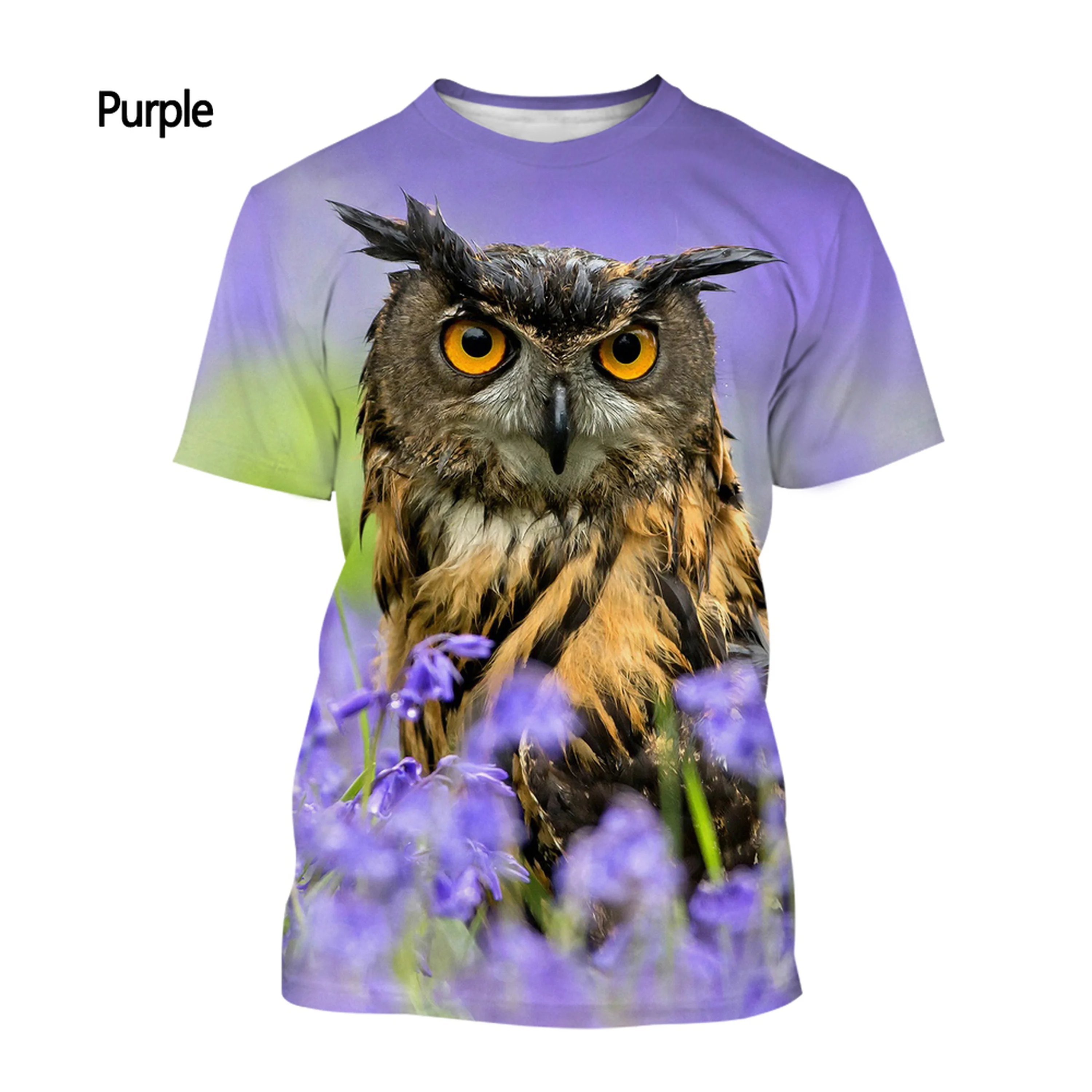 New Fashion Owl 3D Printing T-shirt Men's and Women's Summer Casual Short-sleeved Animal T-shirt