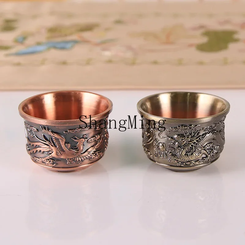 CLL high-grade bronze Kung Fu tea set teacup Chinese wedding banquet wine set Longfeng tea set business gift