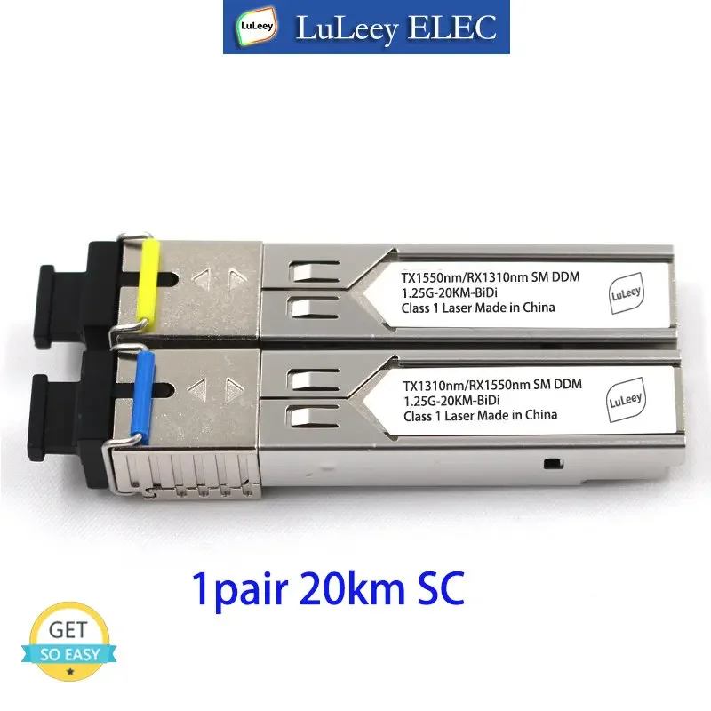 1pair 1.25G SC 20km Gigabit SFP SM Simplex LC Fiber Optical Module DDM Compatible With Cisco/Mikrotik Ubiquiti Gigabit Switch