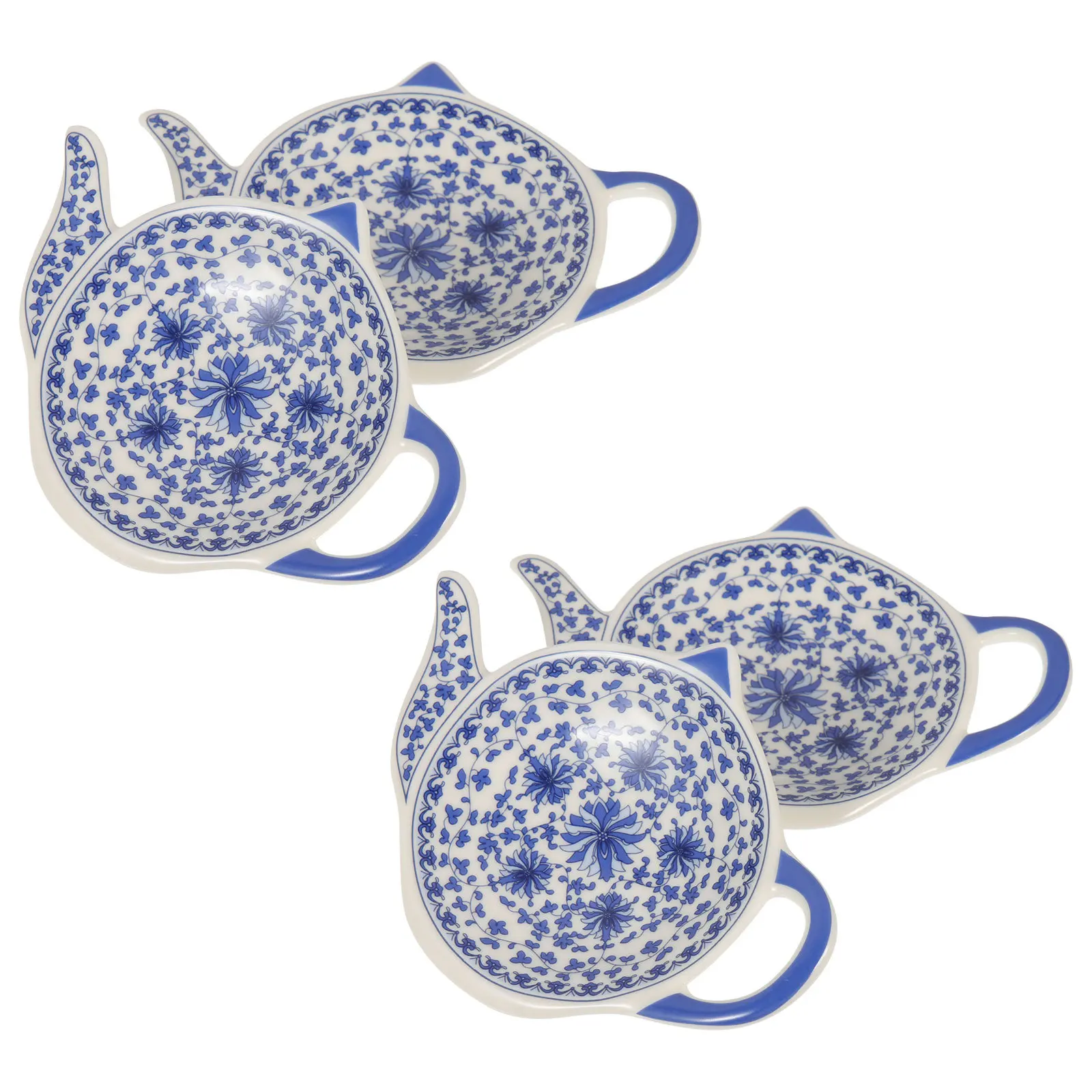 

4Pcs Ceramic Tea Bag Holder Teapot Shape Heat Resistant Storage Dish Sauce Plate Snack Bowl Tea Organizer for Kitchen