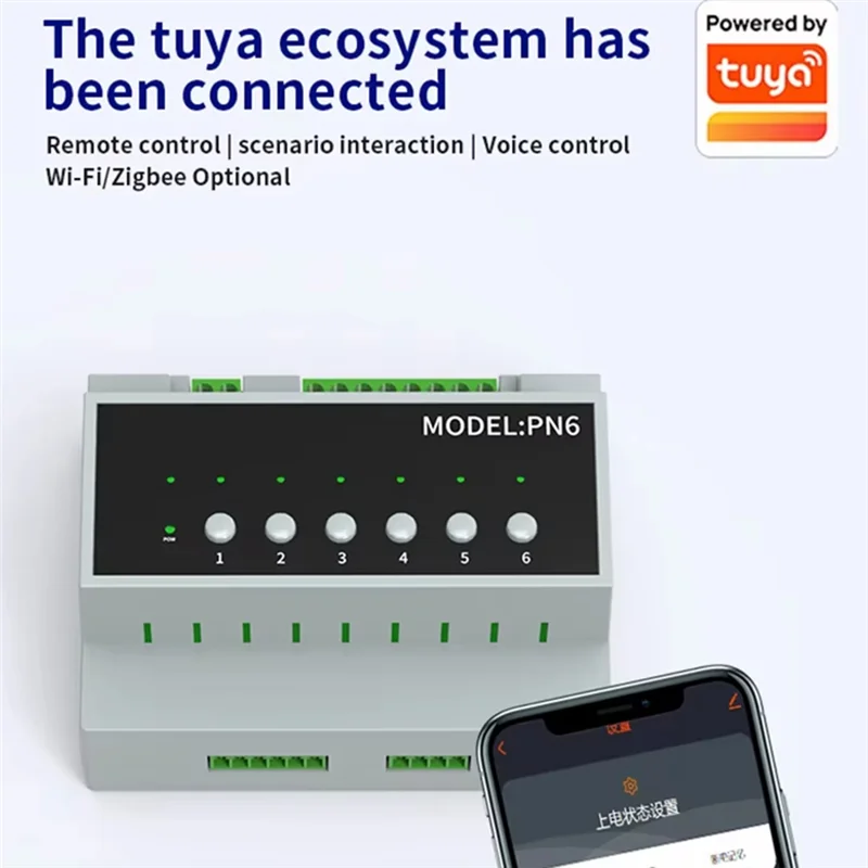 ABGI-Tuya 스마트 WIFI 6CH 16A 릴레이 스위치 모듈 전원 원격 제어 기기 적용 가능 110V-240V