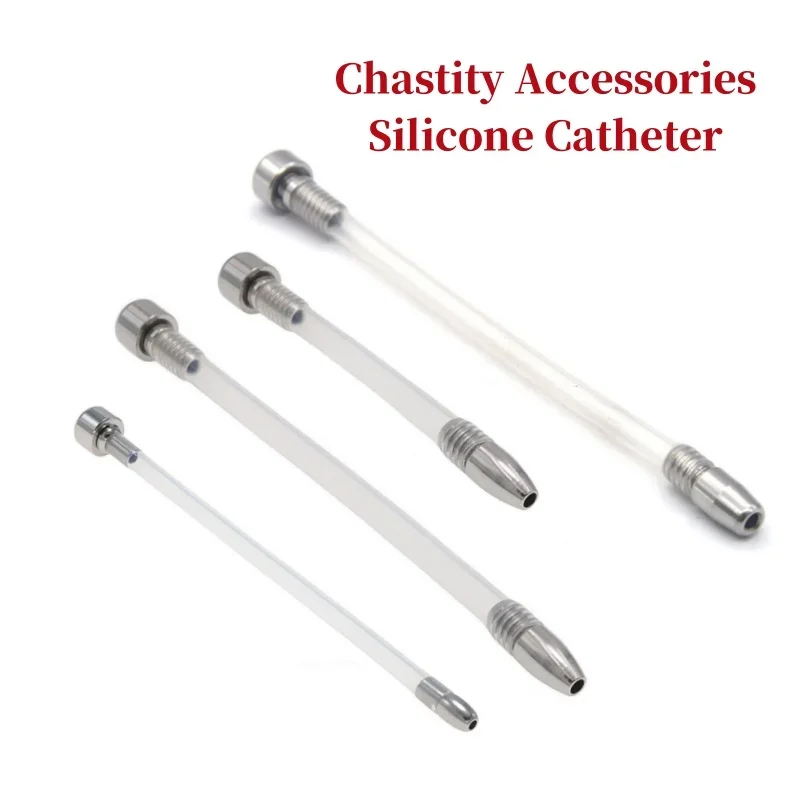 Male Chastity Device Accessories Cock Cage Penis Lock Silicone Catheter Short/Long Horse Eye Rod Urethral Plug Adult Sex Toys 18