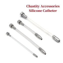 Male Chastity Device Accessories Cock Cage Penis Lock Silicone Catheter Short/Long Horse Eye Rod Urethral Plug Adult Sex Toys 18