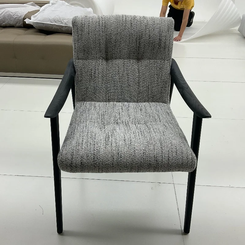 

m Modern Luxury Fabric Dining Chairs with Solid Wood Arm Furniture for Home Restaurant Hotel or Villa Use m