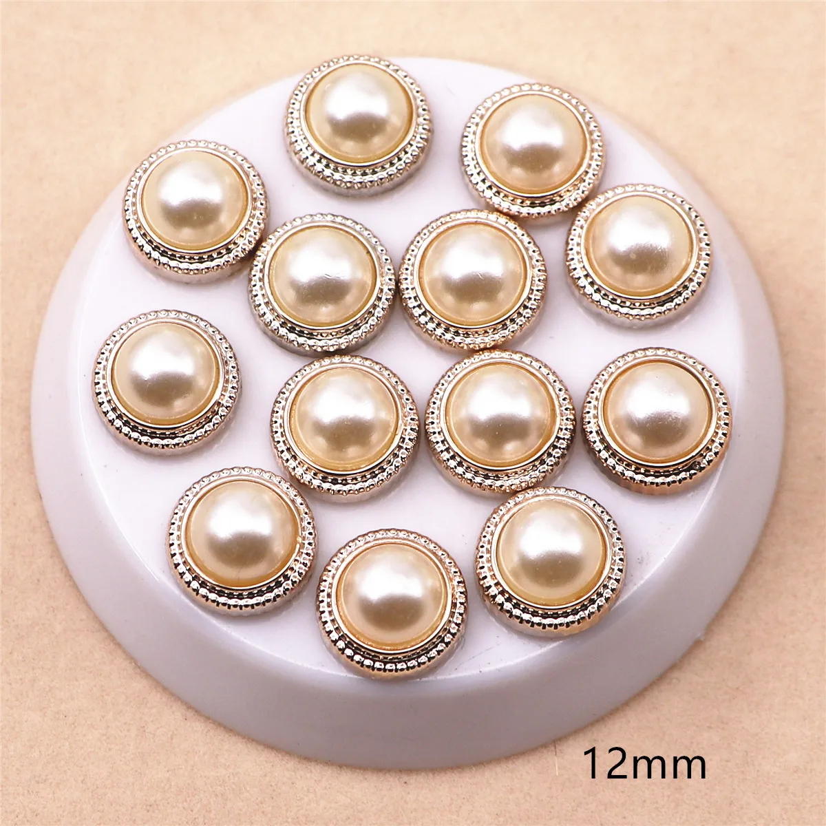 12mm/15mm/17mm Golden Double Circle Pearl Plastic Flat back Button Decoration Sewing Craft Scrapbook Accessories