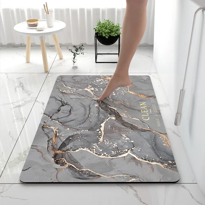 Bathroom Rugs Soft Diatomaceous Earth Floor Mat Super Absorbent Toilet Carpet Door Foot Mats Bath Non-slip Rubber Shower Rug Pad