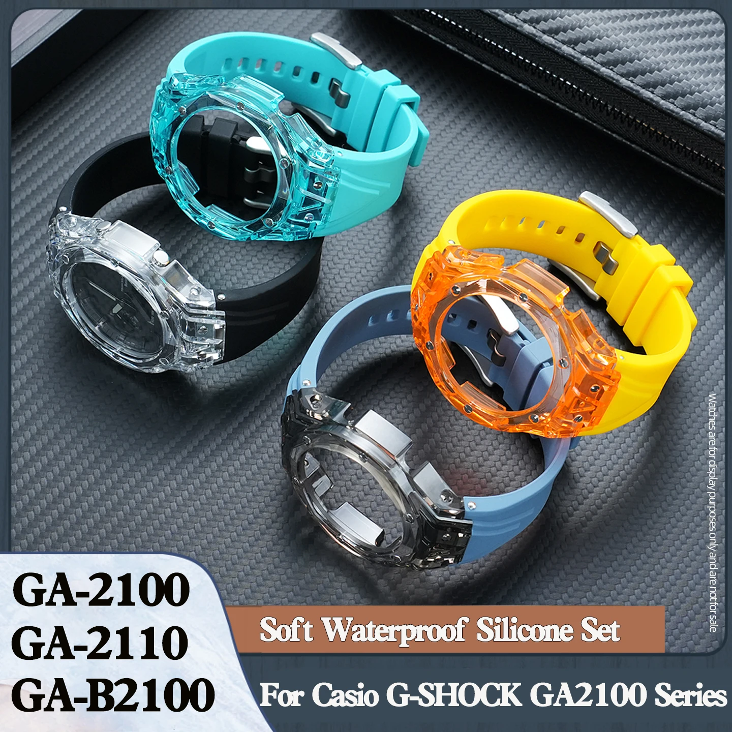 

Для Casio G-SHOCK GA2100 GA-2110 GA-B2100: Модифицированный прозрачный корпус из силикона «Фармхаус Оук Глейшер» и ремешок «Желе» — аксессуары для часов
