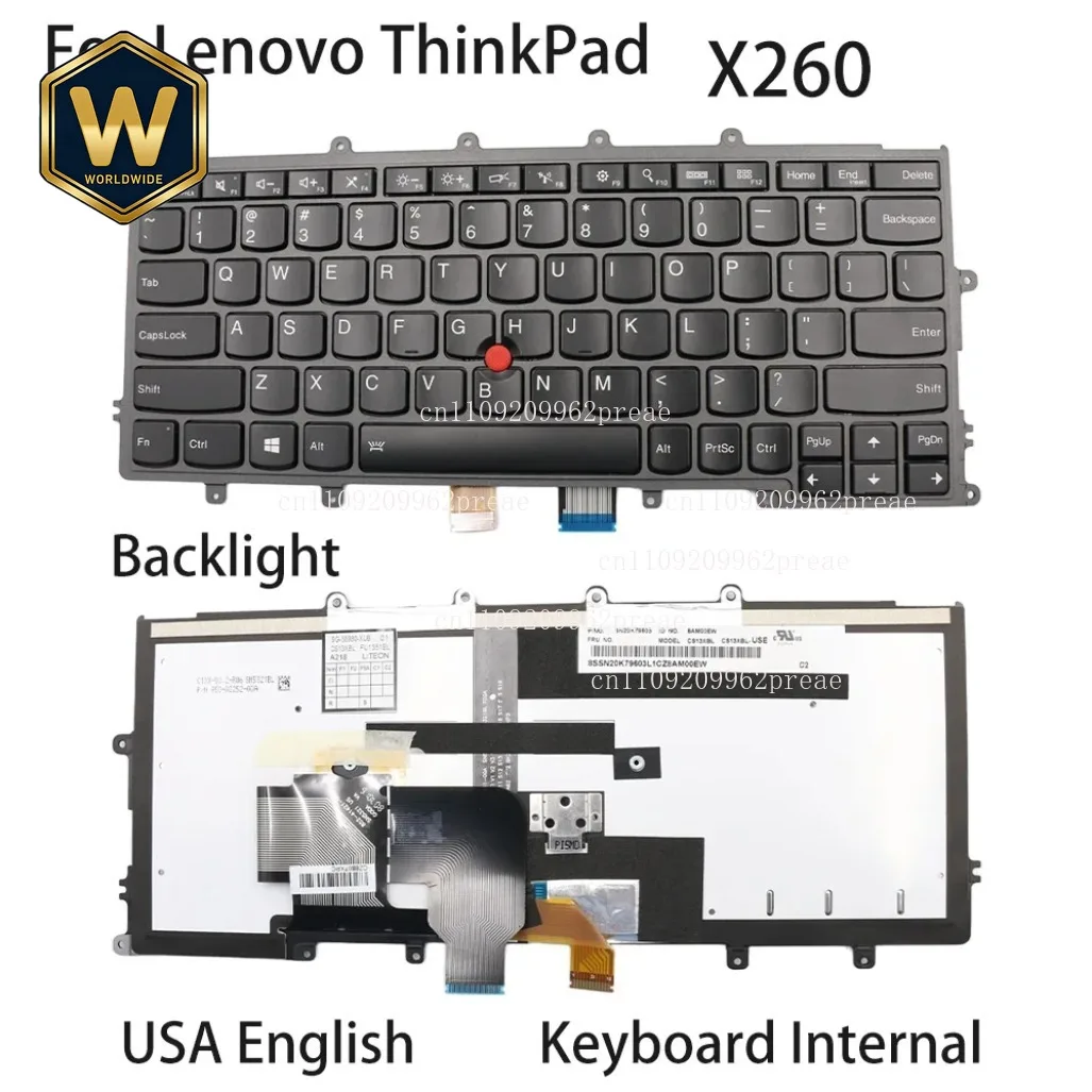

S For Lenovo ThinkPad X260 Laptop Internal Keyboard - USA English Backlight, FRU:01AV540 01AV500