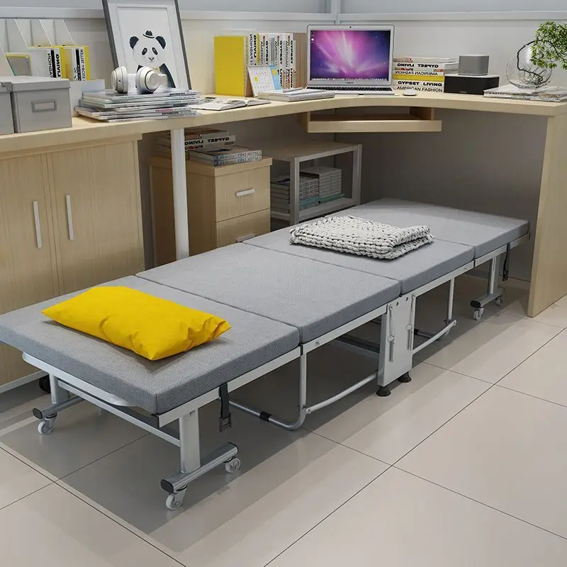 Folding single bed office silent lunch break simple portable escort free installation nap hard board four fold bed