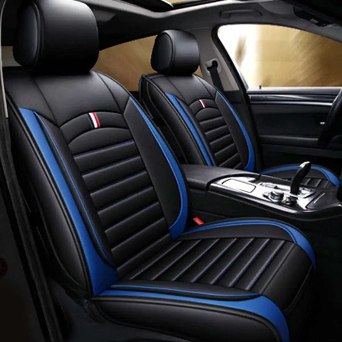 1/2 stuks universele autostoelhoes PU lederen voorstoelhoezen rugleuning stoelkussen lederen beschermer auto-interieur rood / blauw