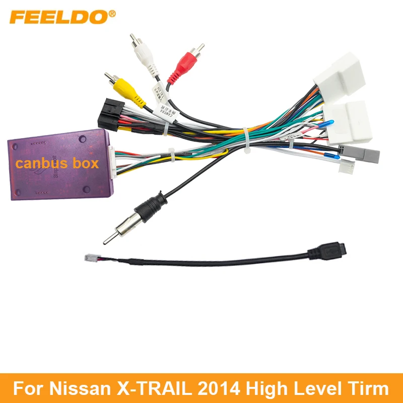 FEELDO Car 16pin Audio Wiring Harness With Canbus Box For Nissan X-TRAIL Aftermarket Stereo Installation Wire Adapter