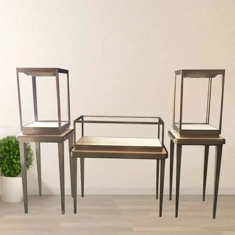 custom.Funroad Factory Directly Sell Wood Stainless Steel with Led Lights High End Jewelry Display Cabinet