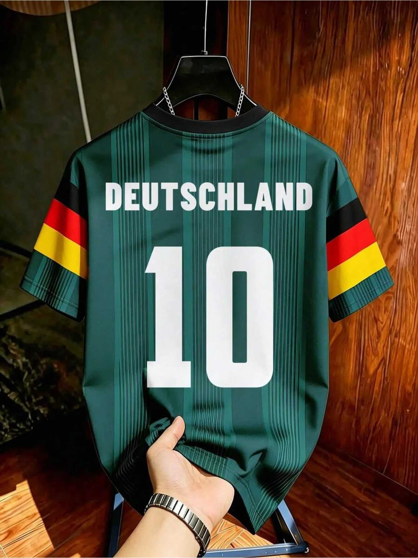 Herren T-Shirt mit deutschem 3D-Druckmuster, kurzärmelig, Retro Damen- und Partner-Streetwear, lässiges, schnell trocknendes T-Shirt – Detail 3