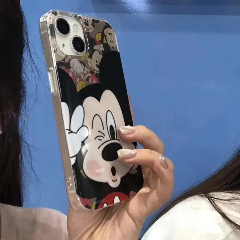 Funda de teléfono de Mickey para parejas de Anime Kawaii para Iphone 16 15 14 13 12 Pro Max Plus Minnie, carcasa suave transparente todo incluido