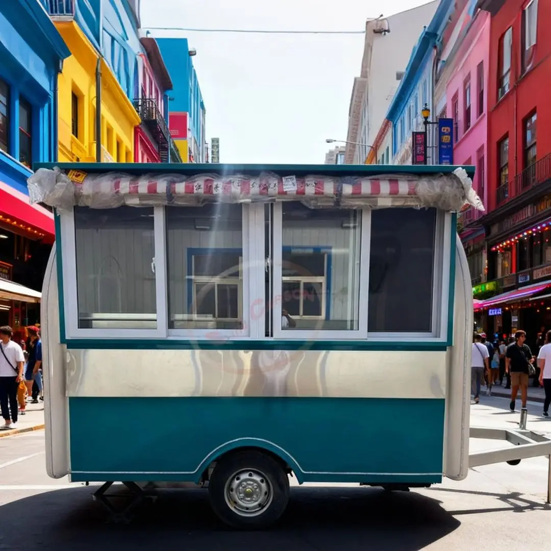 

Mobile round Food Cart for Night Market Specialized in Milk Tea And Cold Drinks Street Food Vendor Truck with round Design