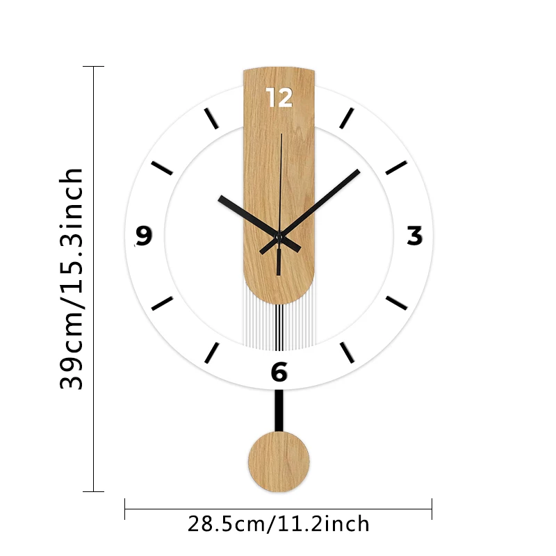 White wood grain acrylic creative pendulum clock silent clock living room bedroom kitchen office home decoration