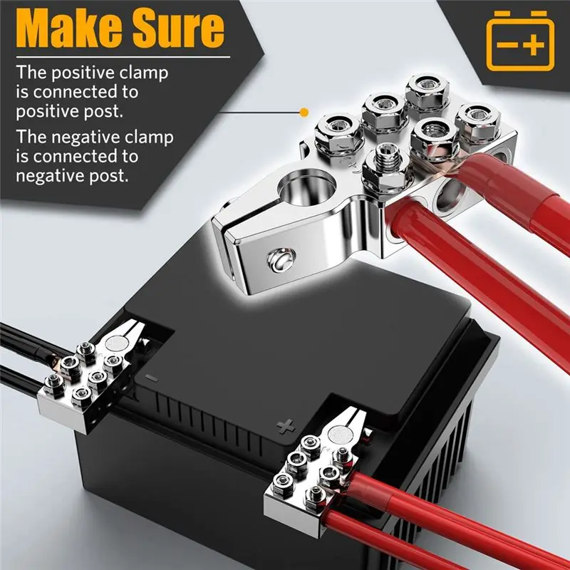 Heavy Duty Battery Terminal Connector 12-Way Battery Terminal Clamps, Battery Terminals Top Post 8AWG Up To 4/0(XL) AWG Gauge