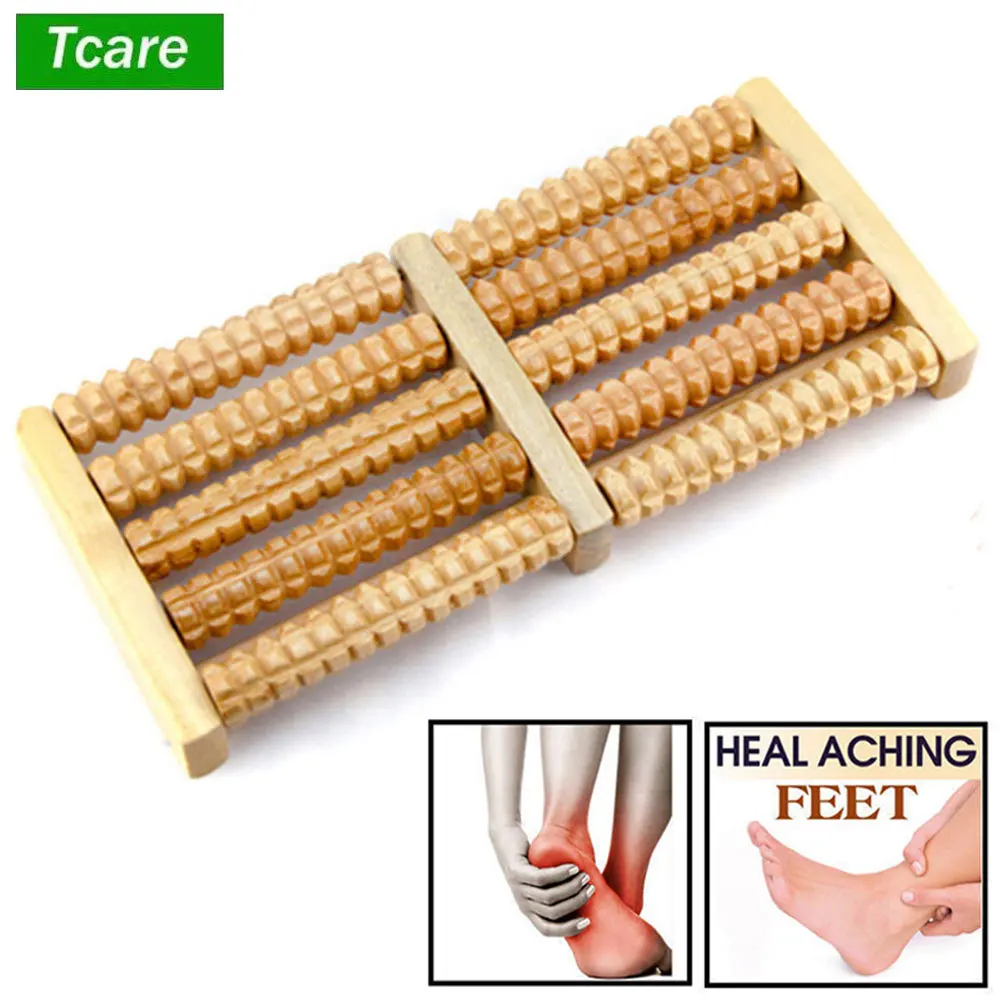 

Tcare Wooden Foot Roller Wood Care Massage Reflexology Relax Relief Massager Spa Gift Anti Cellulite Foot Massager Care Tool New