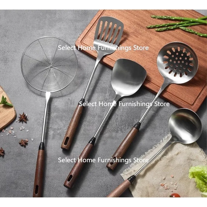 

Подходит для лопаточки из нержавеющей стали, бытовой лопаточки для приготовления пищи, ручки из ореха 304, железная лопаточка для сковороды, ложка для супа, дуршлаг