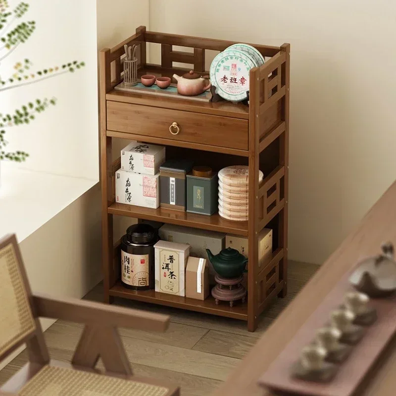 

Household Goods Tea Room Small Bogu Rack Tea Cabinet Shelf Tea Display Cabinet Solid Wood Chinese Style Tea SetTea Ornament Rack