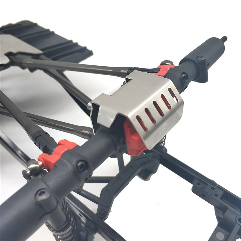 3X parachoques delantero inferior + eje + soporte de caja de cambios juego de placa de deslizamiento de protección para 1/10 RC Crawler AXIAL SCX10 II 90046 90047-[A68T]