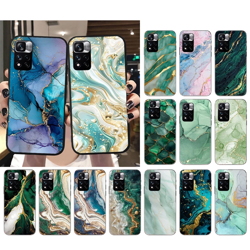 

Green Gold Marble Phone Case For Xiaomi Redmi note 13 12 Pro 11S 11 10 Pro 10S 12S Redmi 10 13C 9C